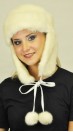 Scandinavian white mink fur hat - Ushanka